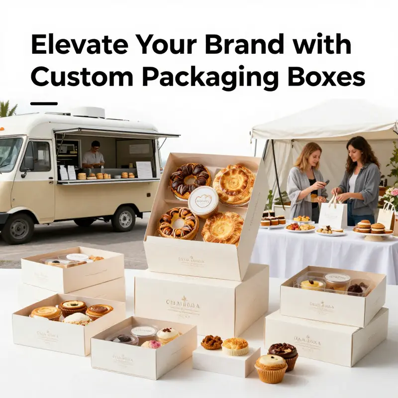 A showcase of eco-friendly materials used in custom bakery packaging, highlighting sustainability.