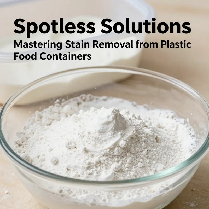 Creating a baking soda paste to effectively clean grease stains from plastic food containers.