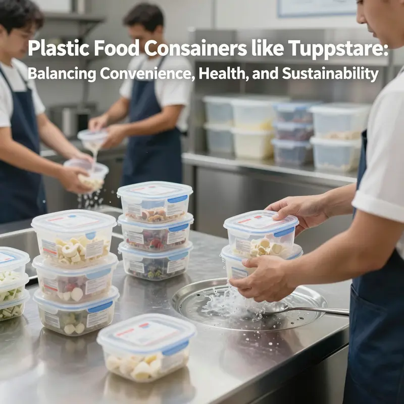 Visual illustration of plastic containers exposed to potential health risks through heat and wear.