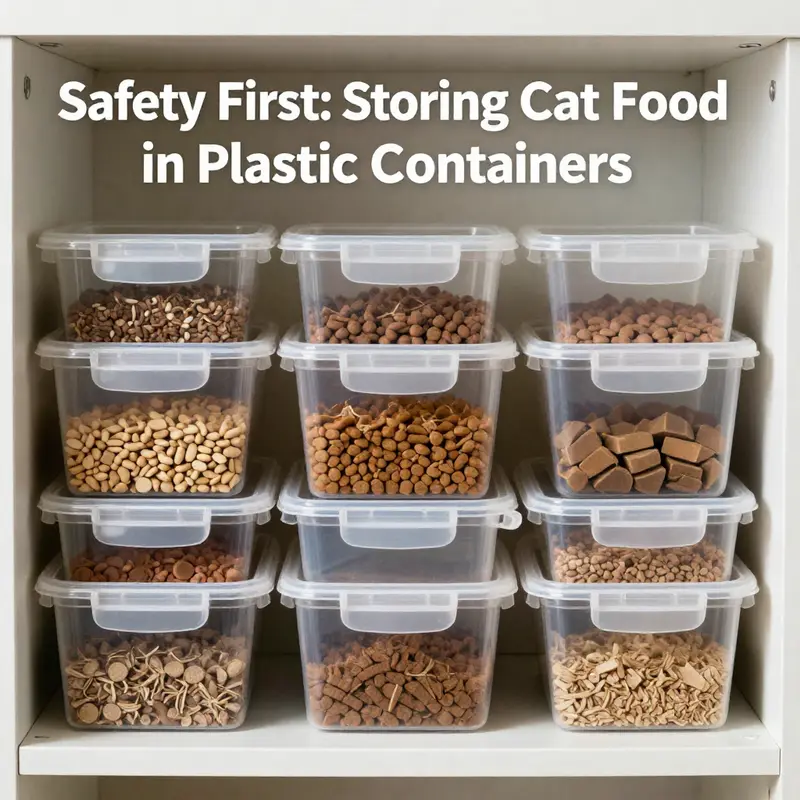 Examining the potential health risks associated with storing cat food in plastic containers.