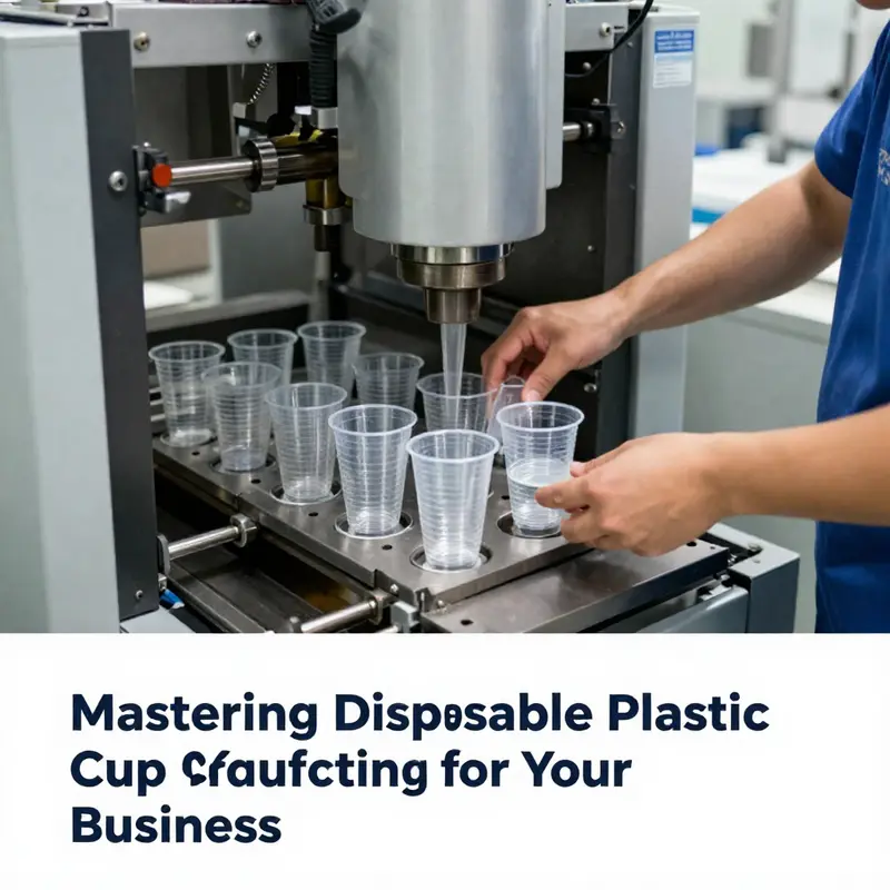 Injection molding machine actively creating high-quality disposable cups.