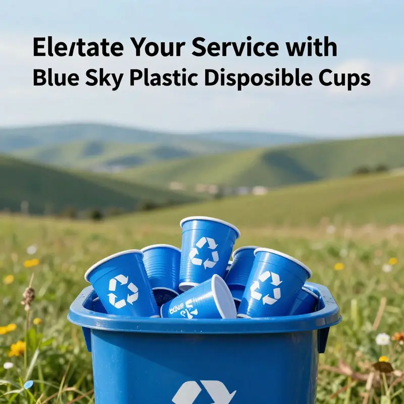 Blue Sky plastic disposable cups in action at a lively outdoor gathering.