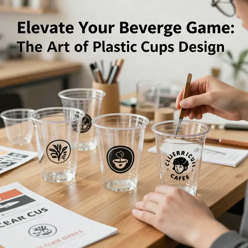 A diverse collection of clear plastic cups highlighting their functional design elements.