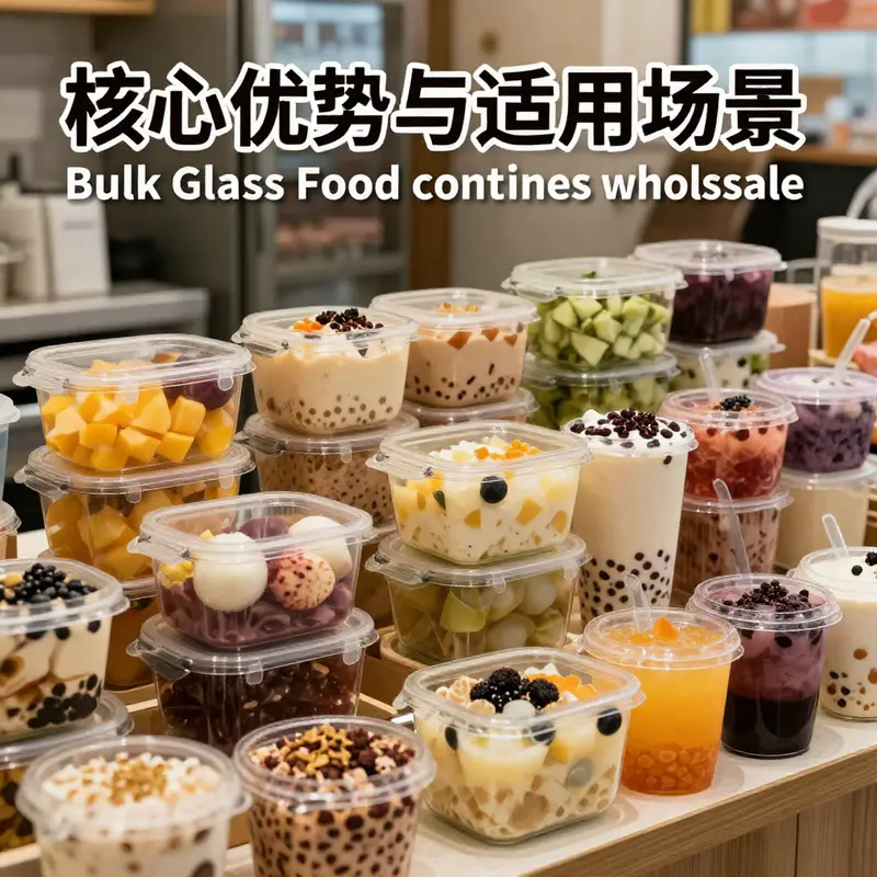 Bubble tea shop displaying bulk glass food containers enhancing aesthetic and functional appeal.
