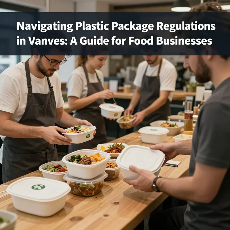 The bustling streets of Vanves, showcasing restaurants transitioning to eco-friendly food packaging.