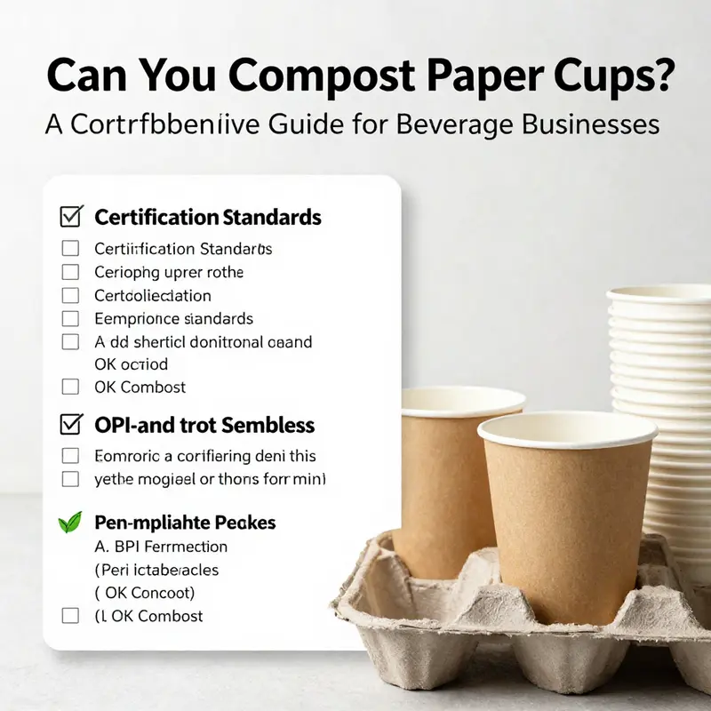 This infographic outlines the materials used in paper cups and their compostability status.
