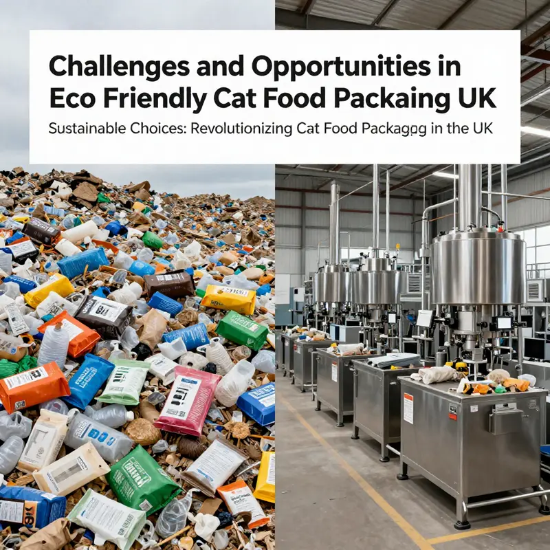 A showcase of innovative, eco-friendly materials for cat food packaging.