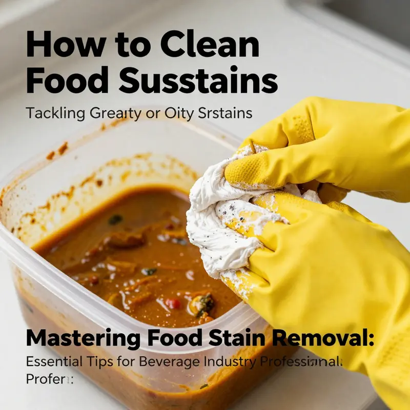 Using a baking soda paste to effectively clean greasy stains from a plastic container.