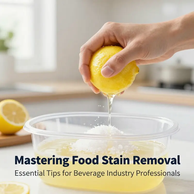Using a baking soda paste to effectively clean greasy stains from a plastic container.