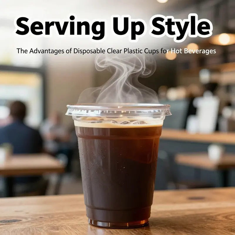 A clear plastic cup made of polypropylene, ideal for holding hot beverages, depicting its excellent clarity and sturdiness.