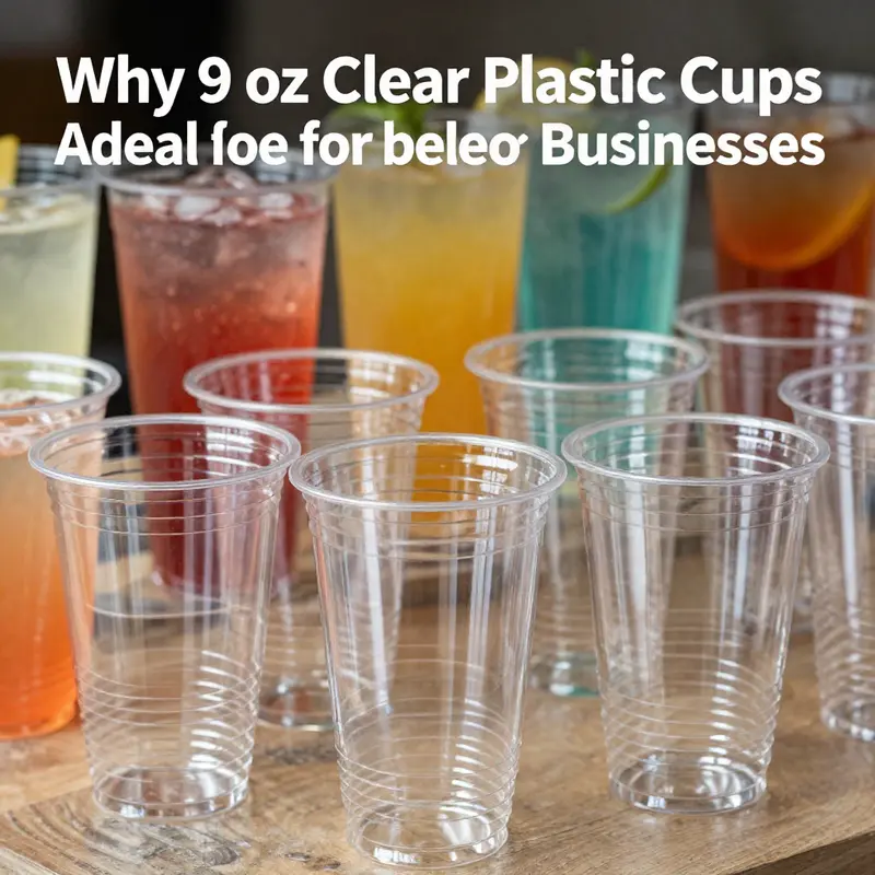 Showcasing the versatile applications of clear plastic cups with beverages while emphasizing safety and material standards.