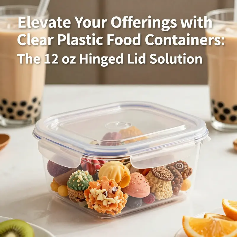 The 12 oz clear plastic food container with a hinged lid demonstrates durability and design ideal for snacks and beverages.
