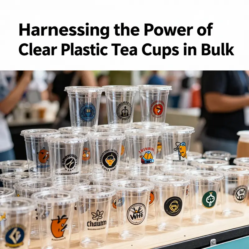 An array of clear plastic tea cups showcasing material quality and durability.