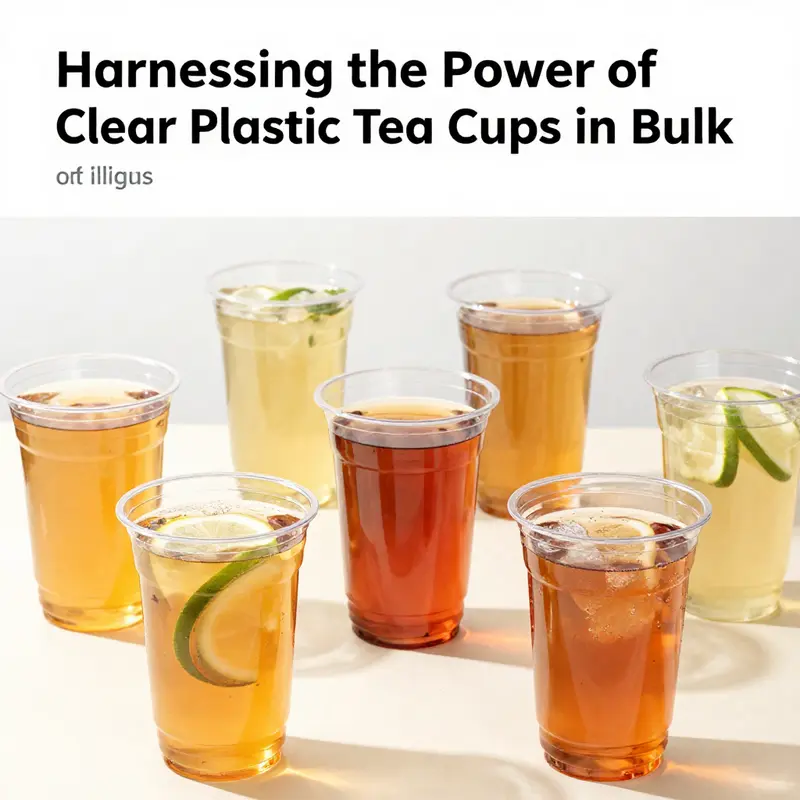 An array of clear plastic tea cups showcasing material quality and durability.