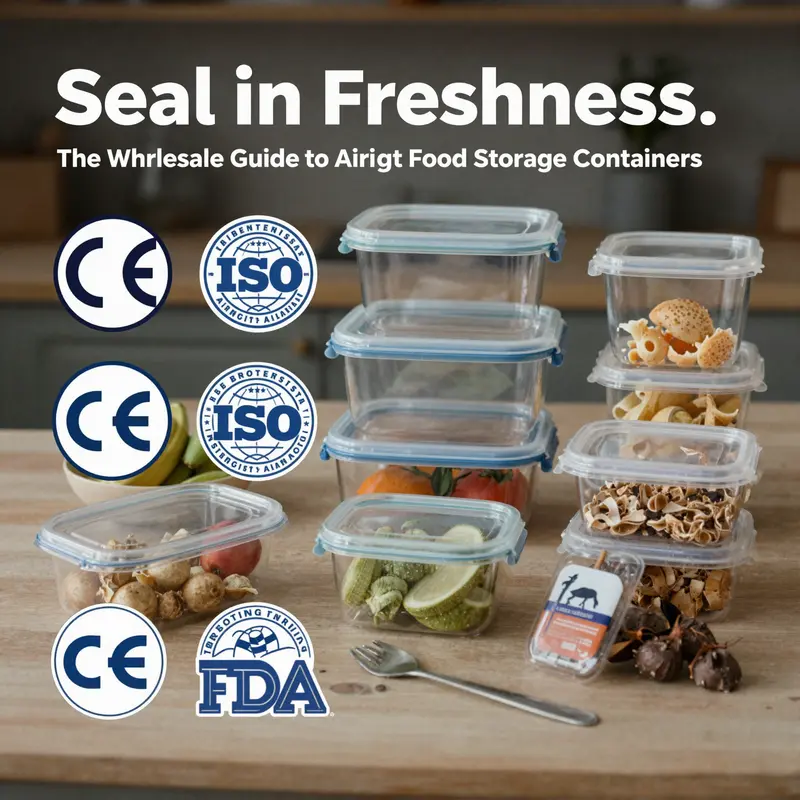 Durable airtight food storage containers emphasize the safety and longevity needed for everyday culinary operations.