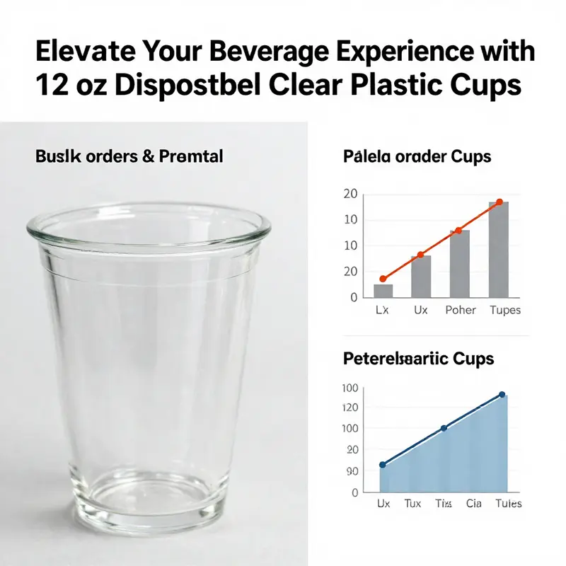 12 oz disposable clear plastic cups showcasing their design features with colorful beverages.