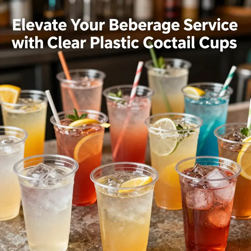 A colorful array of clear plastic cocktail cups filled with drinks, representing their use in diverse events.