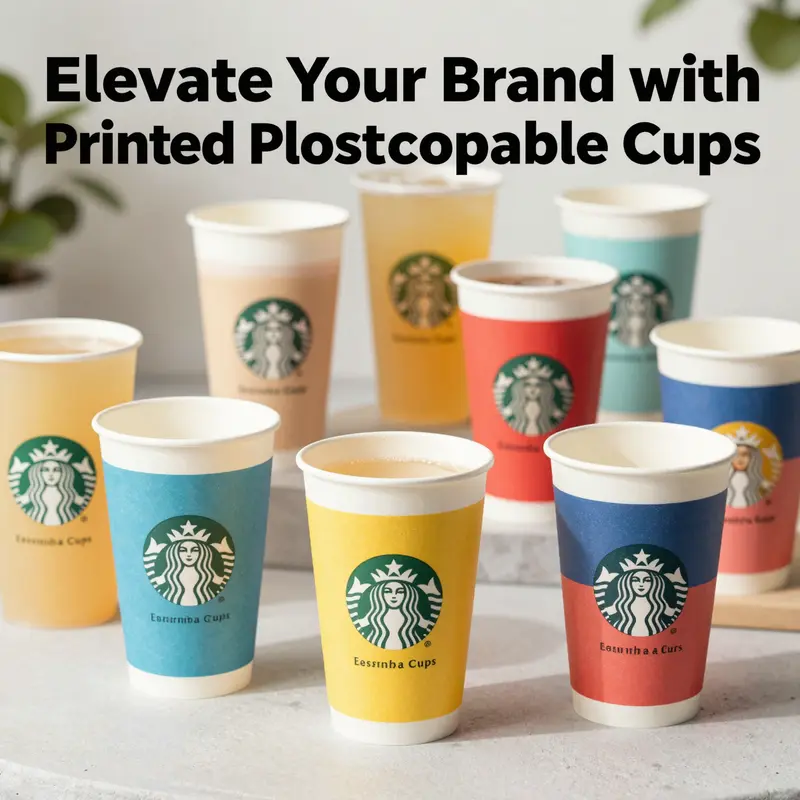 A colorful display of custom printed plastic disposable cups highlighting branding potential.