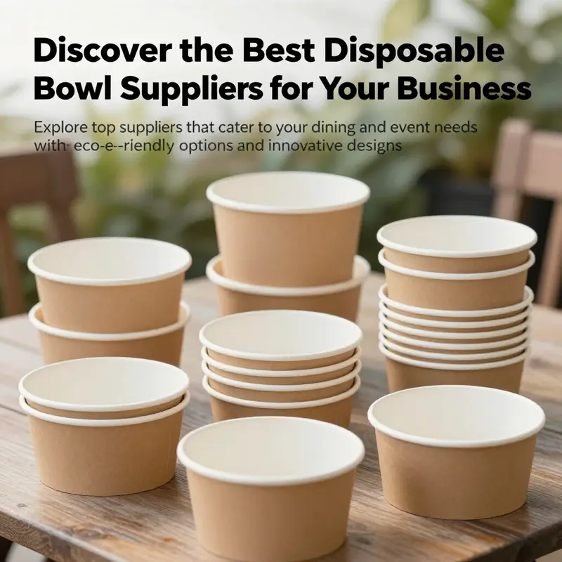 A beautiful outdoor scene with a variety of disposable paper bowls arranged elegantly on a picnic table.