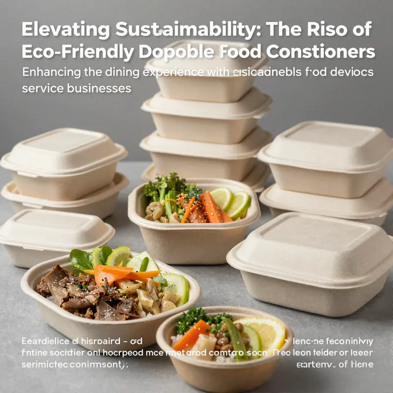 A vibrant arrangement of eco-friendly disposable food containers with fresh food items, embodying sustainability.