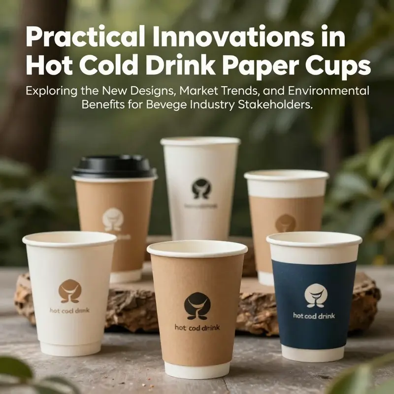 A collection of diverse hot cold drink paper cups illustrating innovative designs and eco-friendly materials.