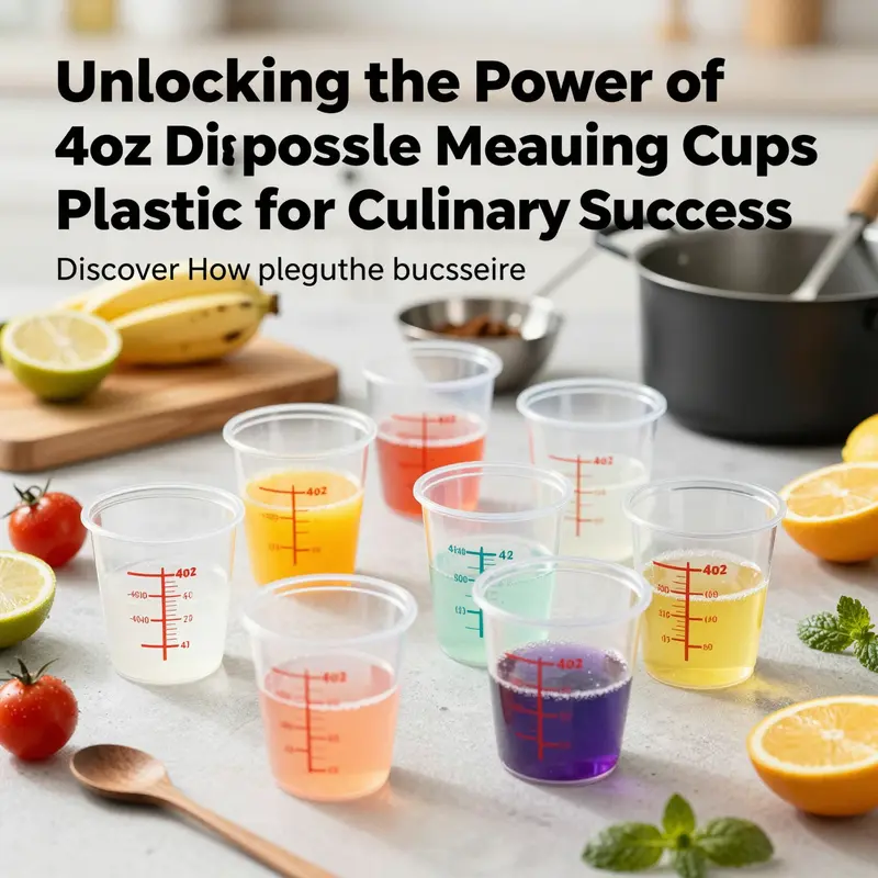 Vibrant cover image showcasing 4oz disposable measuring cups surrounded by cooking ingredients, emphasizing their role in culinary precision.