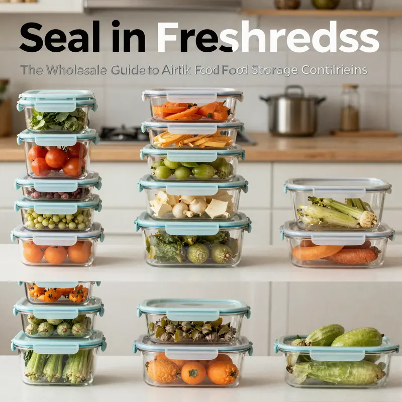 Colorful airtight food storage containers displayed in a modern kitchen environment, highlighting their utility in food service.
