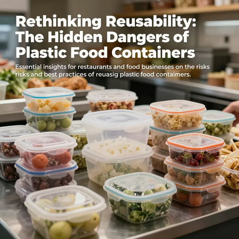 A dynamic kitchen scene showcasing various food containers, highlighting the importance of safety in food service.