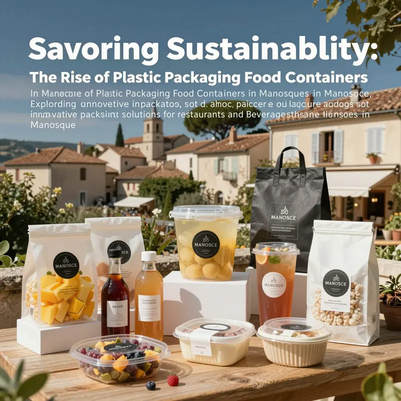 A beautiful view of Manosque highlighting food and beverage offerings in modern plastic containers.