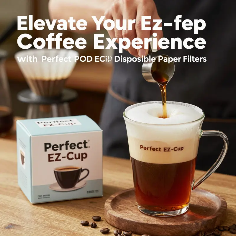 A barista in action brewing coffee with Perfect POD EZ-Cup Disposable Paper Filters, showcasing a commitment to quality and customer satisfaction.