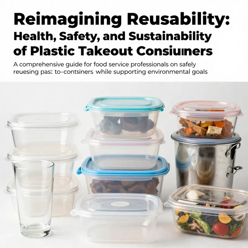 A mix of clean plastic containers, glass jars, and metal food storage solutions, highlighting the theme of sustainable packaging.