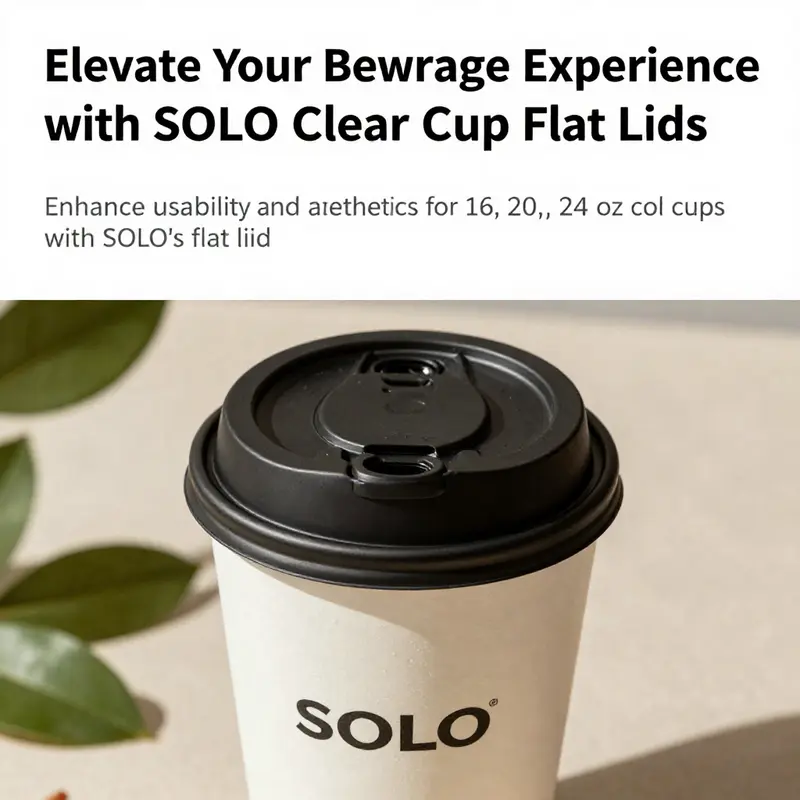 Clear beverage cup with SOLO flat lid in a natural setting.