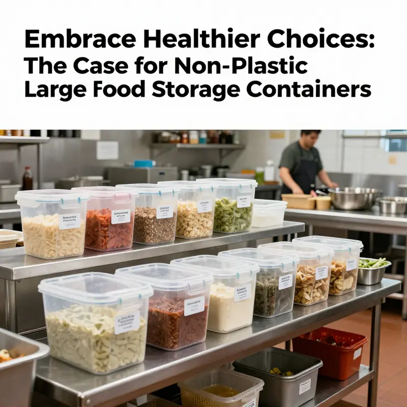 Busy restaurant kitchen showcasing the use of non-plastic large food storage containers for food preparation.