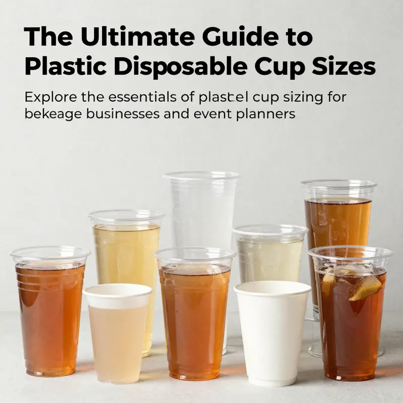 Various sizes of plastic disposable cups filled with drinks, exemplifying their versatility in different applications.