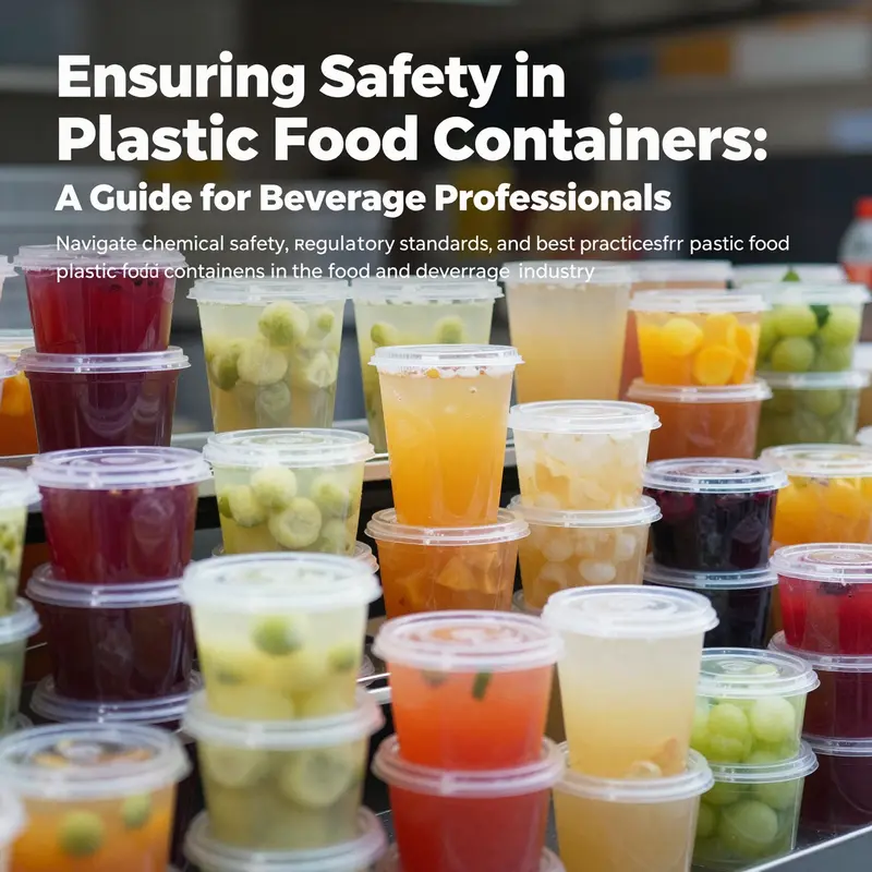 An assortment of plastic food safe containers featuring beverages, illustrating the relevance of safety and quality in food storage.