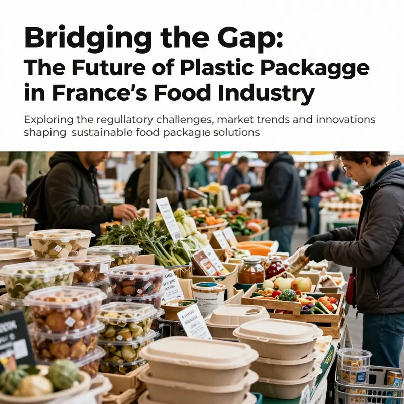 Lively market scene in France illustrating various sustainable food packaging solutions, highlighting the transition towards eco-friendliness.