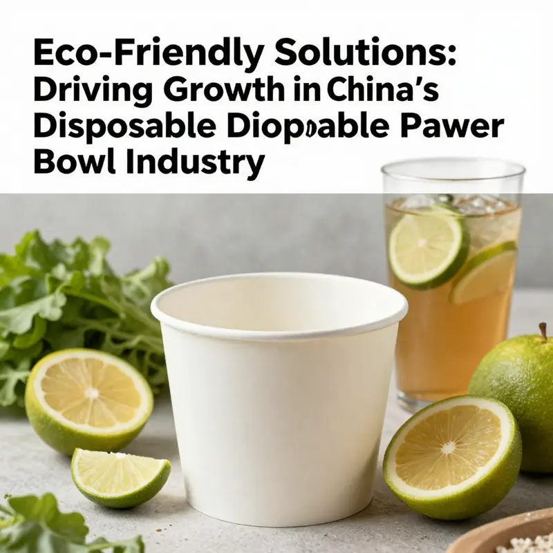 A beautifully arranged eco-friendly disposable paper bowl filled with fresh ingredients and beverages, highlighting sustainable practices.