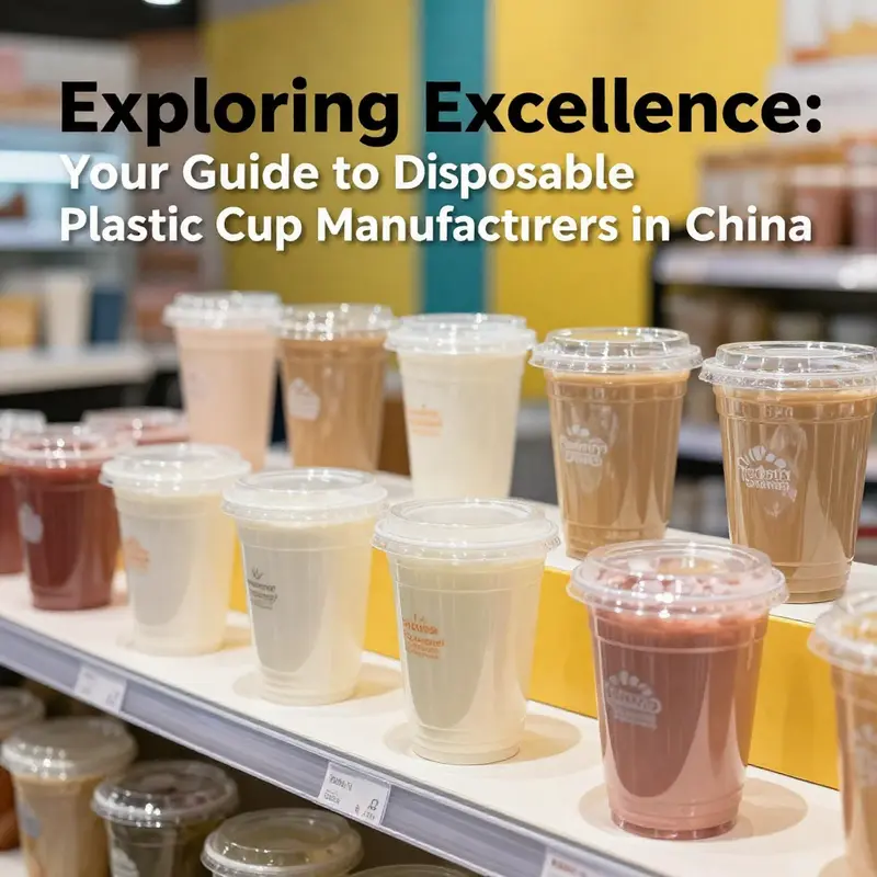 Eye-catching display showcasing various disposable plastic cups with lids, aimed at consumers.