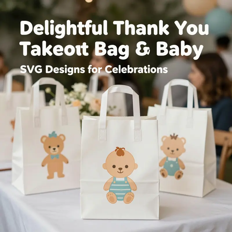 A vibrant display of thank you takeout bag baby SVG designs showcasing their charming and practical applications.
