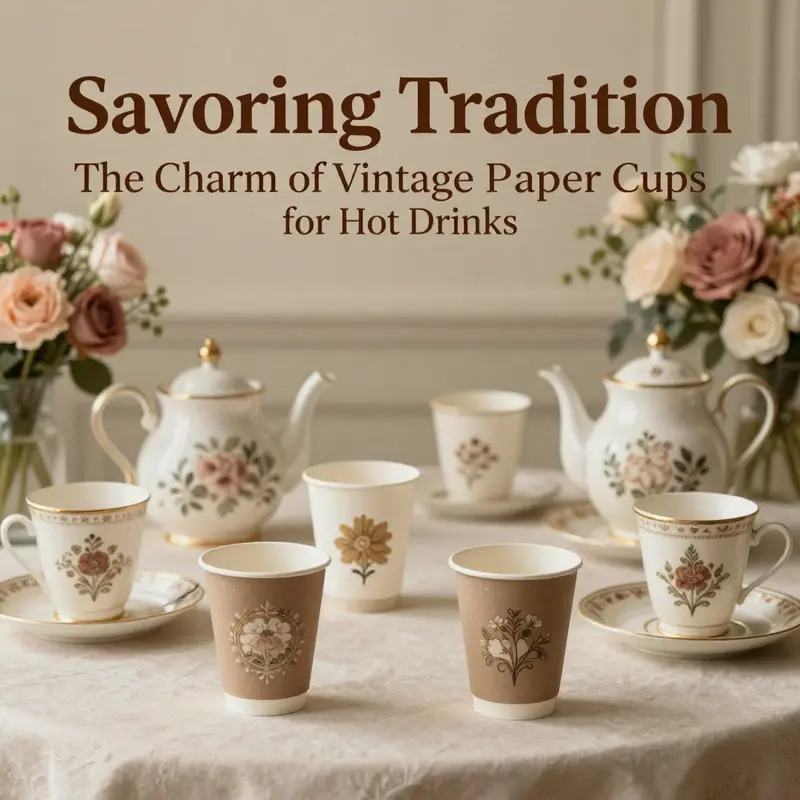 Detailed view of a vintage paper cup demonstrating its innovative design and thermal insulation for hot drinks.