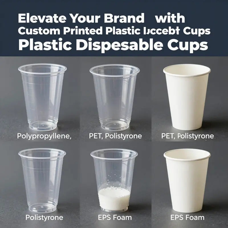 Different materials used in custom printed disposable cups, highlighting their unique features.