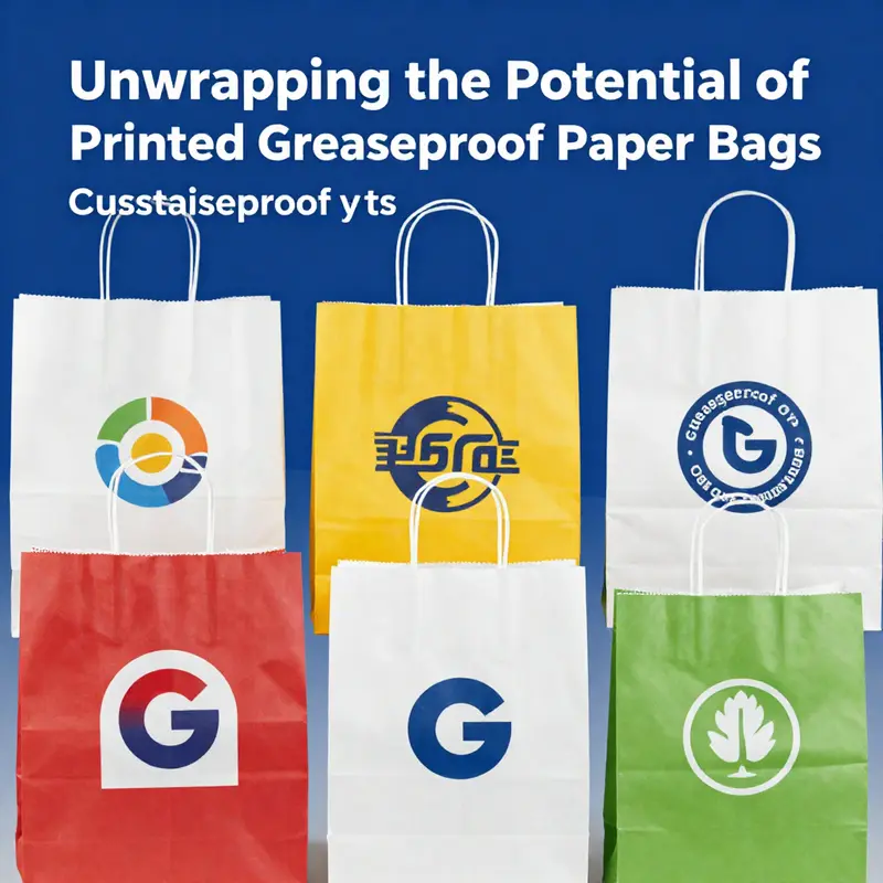 Examples of customizable printed greaseproof paper bags, showcasing unique designs for branding.