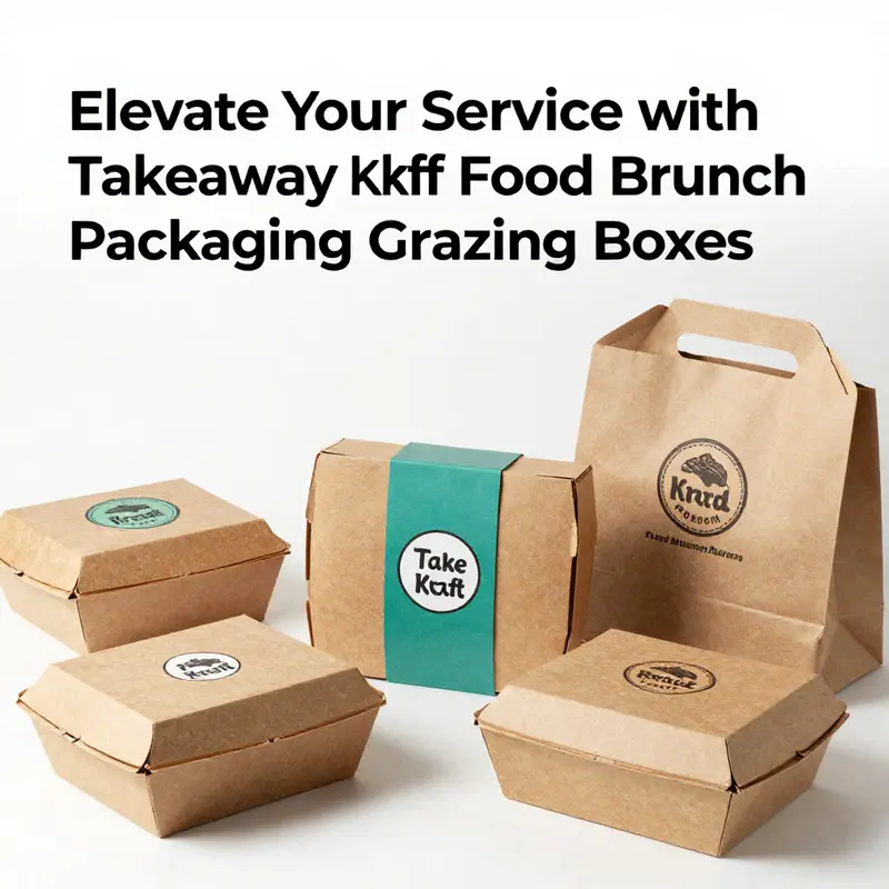 Diverse designs of takeaway kraft grazing boxes, ideal for brunch catering and food presentations.