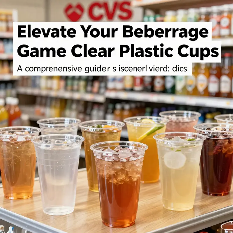 A lively beverage shop scene showcasing an assortment of drinks in CVS clear plastic cups.