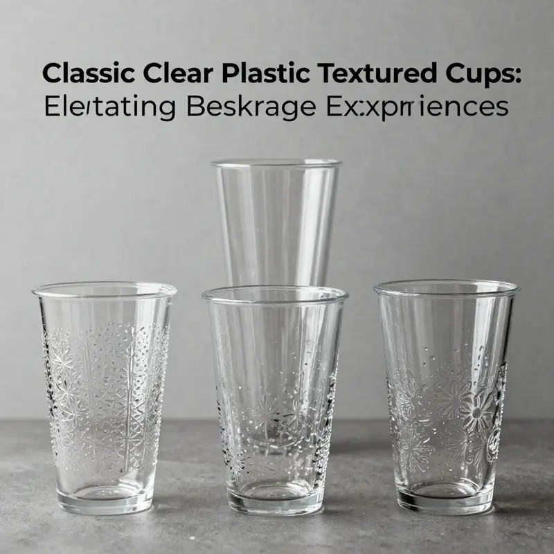 Classic clear plastic textured cups featured at an outdoor event with colorful beverages.
