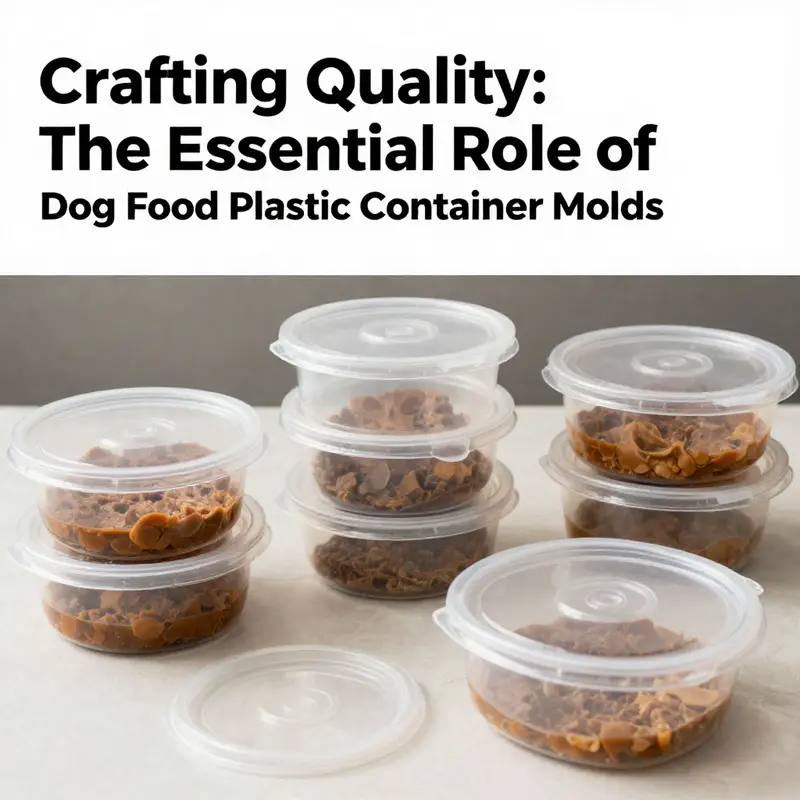 An artistic representation of various dog food container molds used in the food service industry.