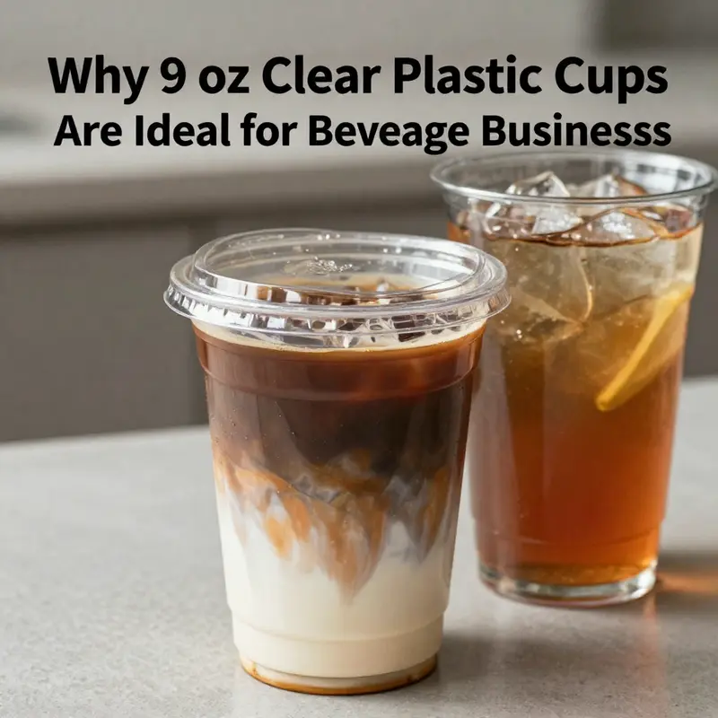 Showcasing the versatile applications of clear plastic cups with beverages while emphasizing safety and material standards.