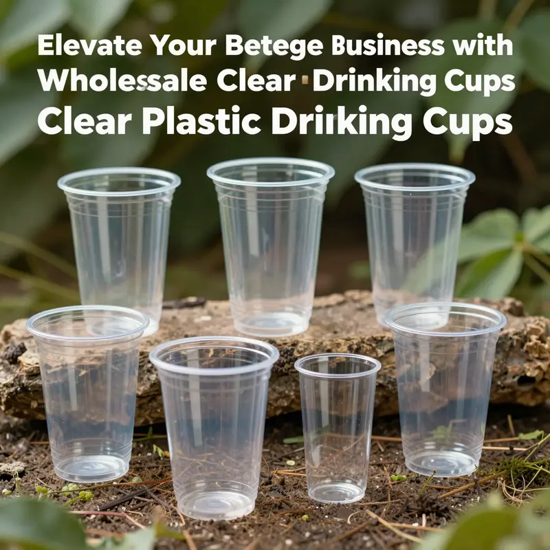 Showcasing the variety of customization available in clear plastic drinking cups for branding.