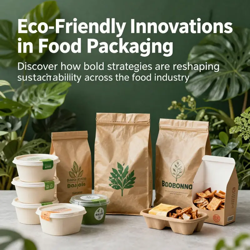 Image of various eco-friendly packaging solutions for the food industry.