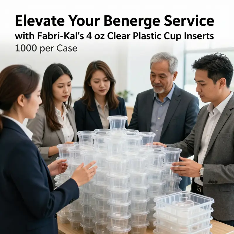 The 4 oz Fabri-Kal cup insert displayed with compatible cup options, emphasizing its versatility.